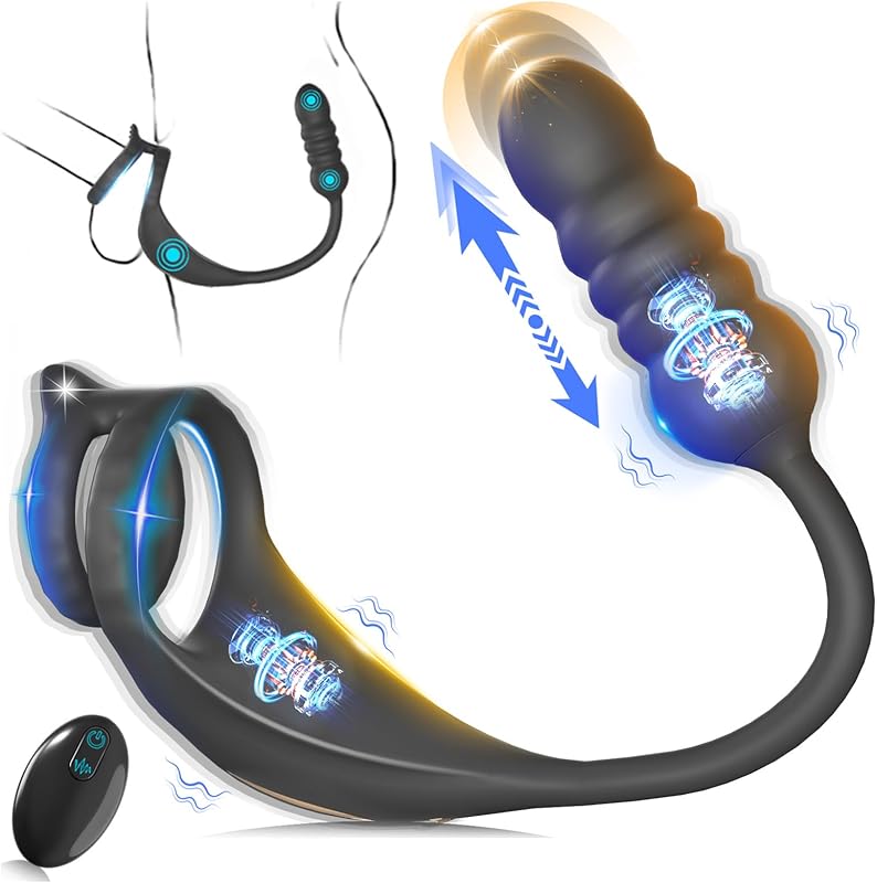 Remote Control Vibrating Cock Ring with Mini Bullet Prostate Massager for Couples