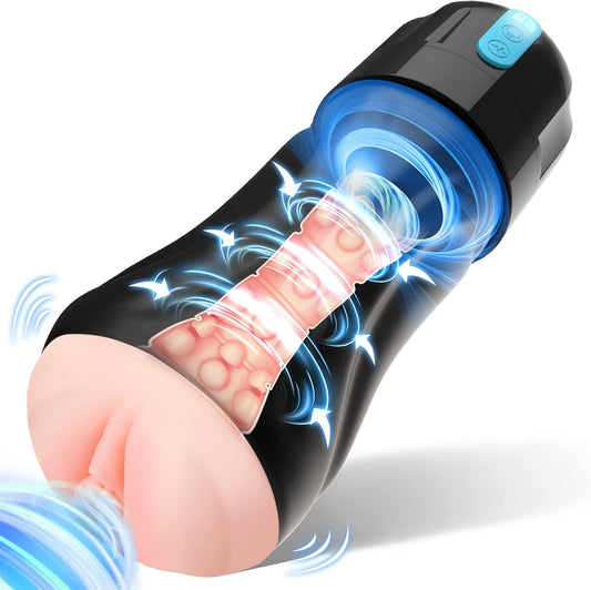 Movakativ Male Masturbator Adult Sex Toys for Men 10 Vibration 5 Suction Soft TPE 6.7 Inch Hands Free Cup