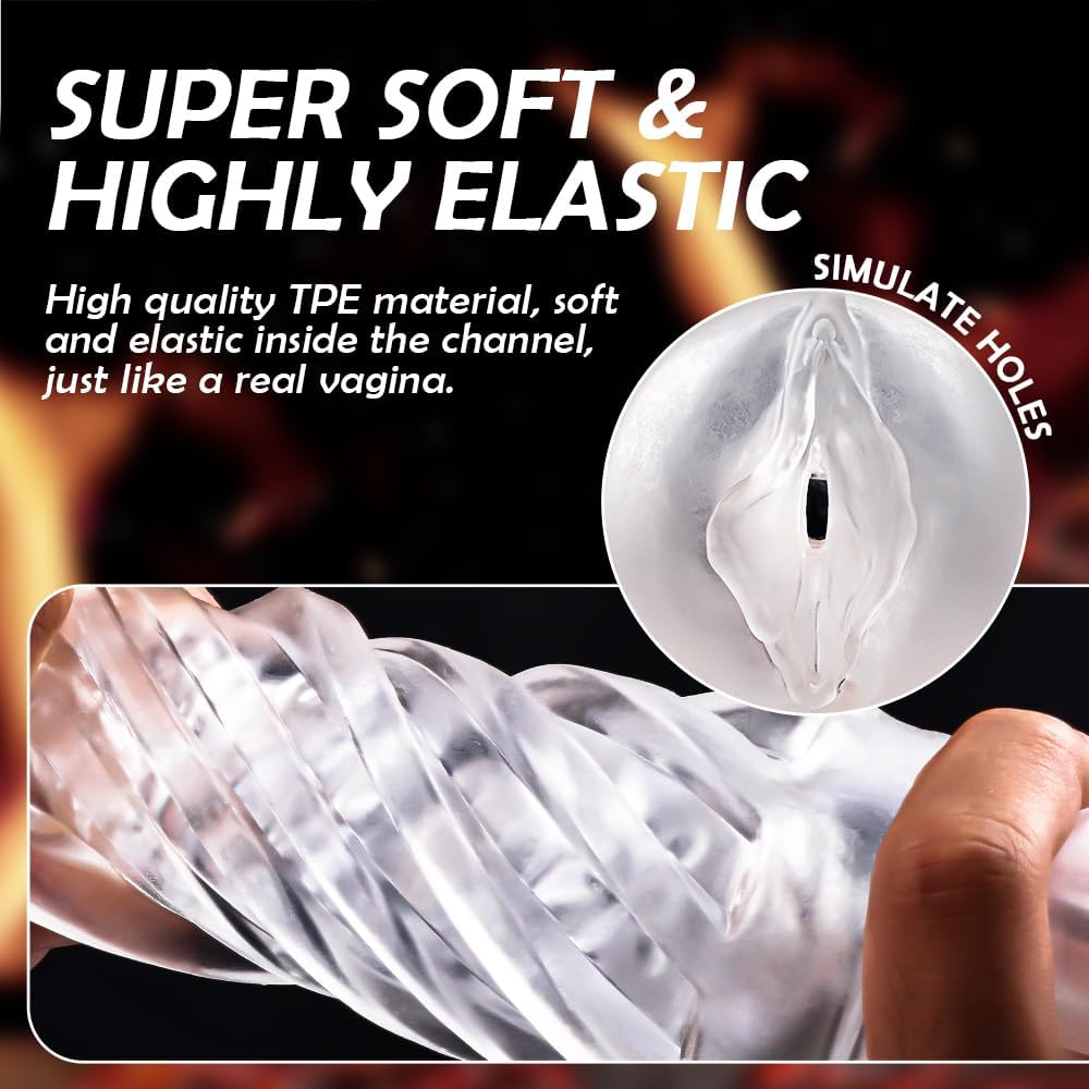 Male Masturbator Sex Toy Portable Transparent Manual Sucking Pocket Pussy 7.5Inch Depth Vagina Blowjob Stroker