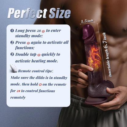Black Realistic Thrusting Vibrator Lifelike Heated Silicone Dildo 10 Thrust 10 Vibe Modes G Spot Clit Anal Remote Toy