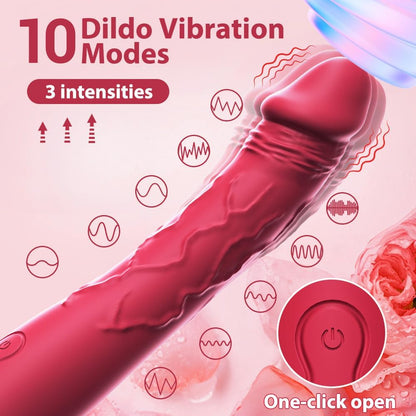 7.6 Inch Lifelike Dildo Vibrator Women 10 Vibration Modes Clitoral Gspot Waterproof Rose Sex Toy