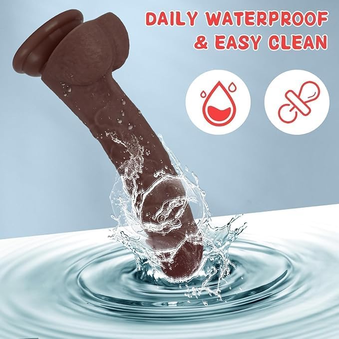 Realistic Silicone Dildo Sex Toys Safety Material for Vagina Anal Clitoral Stimulation Strong Suction 7.8Inch Brown