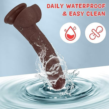 Realistic Silicone Dildo Sex Toys Safety Material for Vagina Anal Clitoral Stimulation Strong Suction 7.8Inch Brown