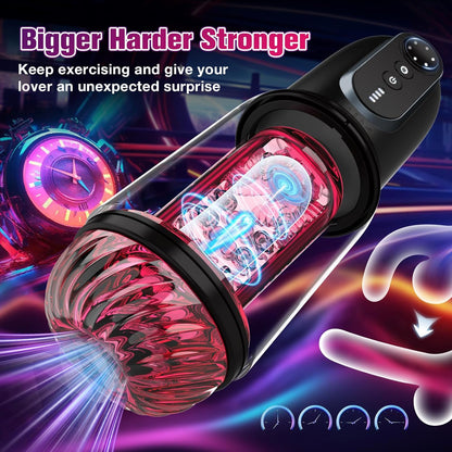 Male Masturbator Sex Toys Pocket Pussy APP Penis Pump Enlargers Auto Sex Machine with Thrust Rotate Suck Lick Power Show