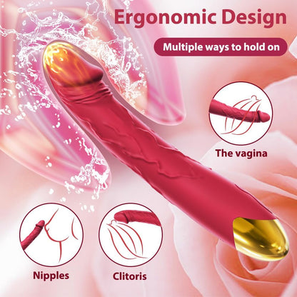 7.6 Inch Lifelike Dildo Vibrator Women 10 Vibration Modes Clitoral Gspot Waterproof Rose Sex Toy