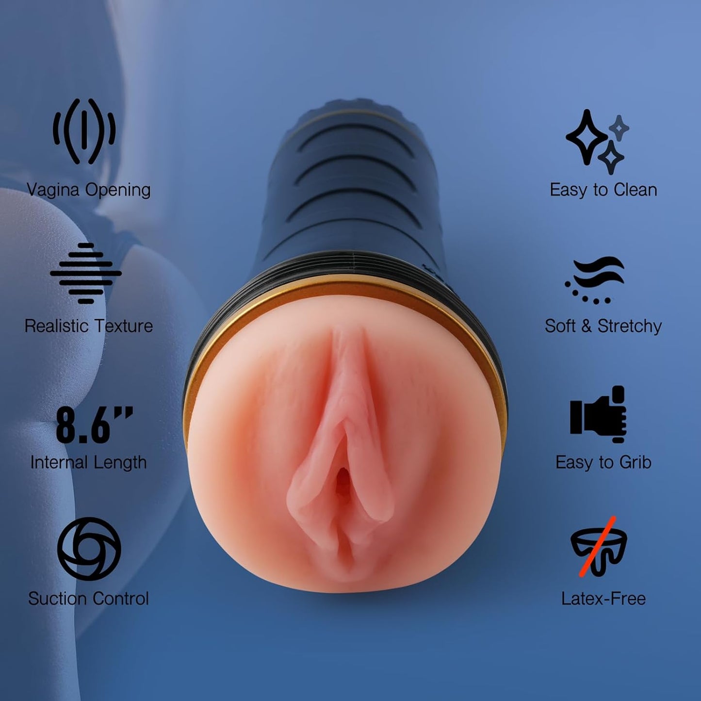 Realistic Male Masturbator Body Safe TPE Adult Toy 8.6 Inch Deep Fleshy Pocket