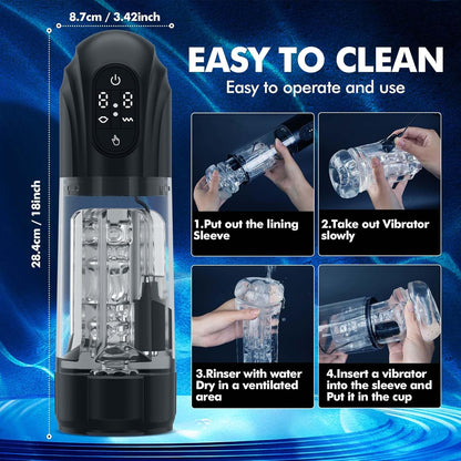 Upgraded Automatic Sucking Male Masturbator Cup 10 Vibrating Suction Modes Hands Free Blowjob Pocket Pussy 3D Textured