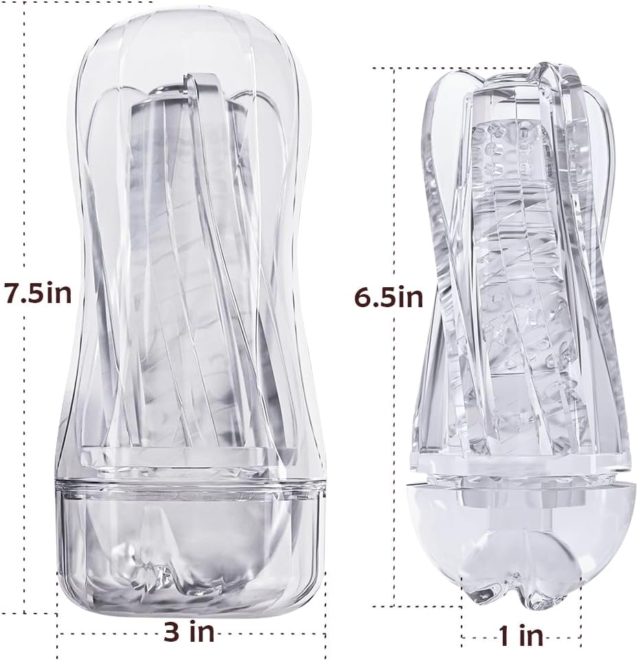 Male Masturbator Sex Toy Portable Transparent Manual Sucking Pocket Pussy 7.5Inch Depth Vagina Blowjob Stroker