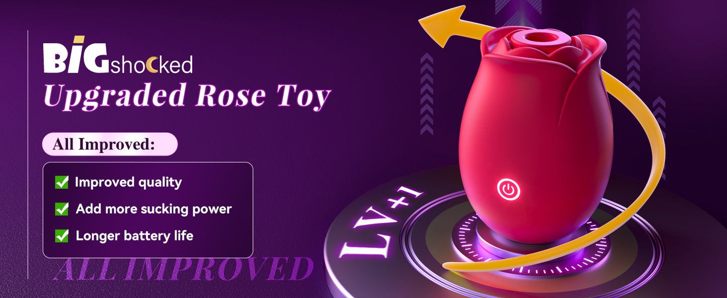 Sex Toys Rose Dildo Vibrator - Upgraded Adult Toys with 5 Sucking & Vibrating Modes for Women Clitoral Nipple, Rose Sucker Sex Toy Clitoral G Spot Vibrators for Woman Couples Adult Sex Games