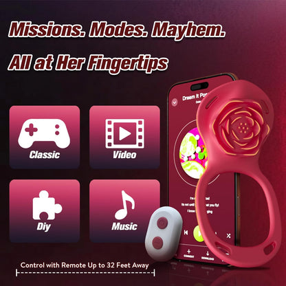 Couples Rose App Remote Control Wearable Vibrator Adult Sex Toy for Women Men Hands Free Clitoral Stimulator