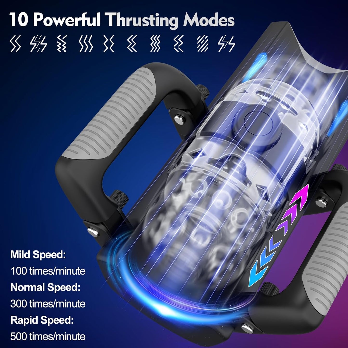 Male Masturbator Sex Toy Hands Free Pocket 12cm Thrust Automatic Adult Toy with Phone Stand Foldable Handle