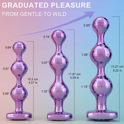 3Pcs Metal Anal Plugs Adult Sex Toys Alloy Heart Base Jewelry Design for Couples