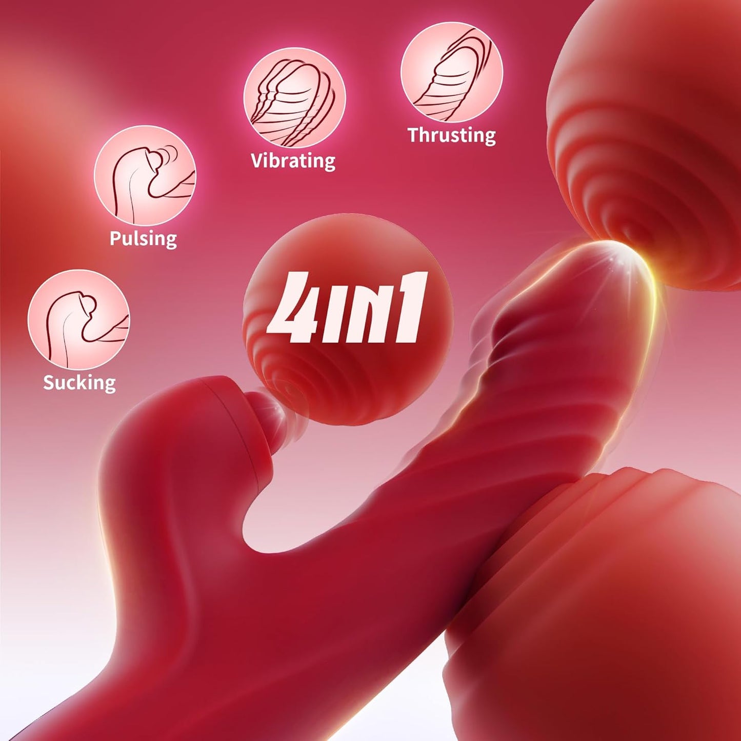 Toendi Vibrator Thrusting Dildo for Women G Spot Rose Clitoral Stimulator 10 Vib 7 Thrust Licking Rabbit Adult Toy