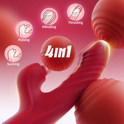 Toendi Vibrator Thrusting Dildo for Women G Spot Rose Clitoral Stimulator 10 Vib 7 Thrust Licking Rabbit Adult Toy