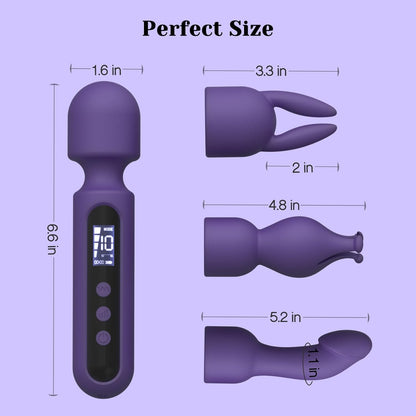 Wand Vibrator Set Couple Adult Toys 3 Attachments for Clit G Spot Glans Vibrating Dildo LCD 10 Patterns 4 Speeds