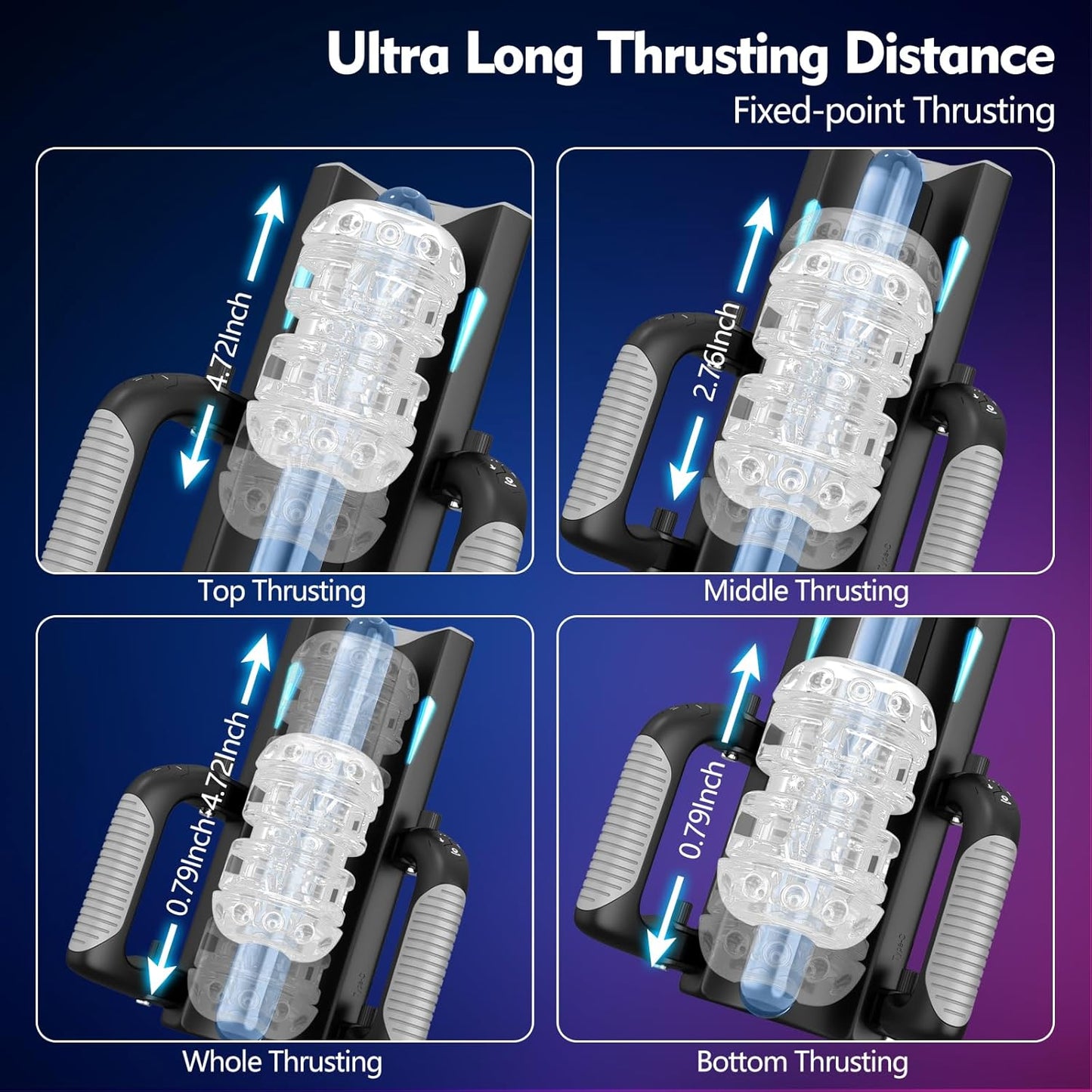 Male Masturbator Sex Toy Hands Free Pocket 12cm Thrust Automatic Adult Toy with Phone Stand Foldable Handle