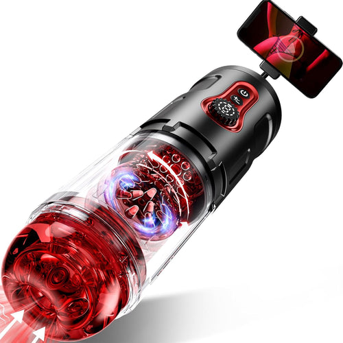 Male Sex Toy with Phone Holder 5 Thrust 9 Rotation Masturbator Cup