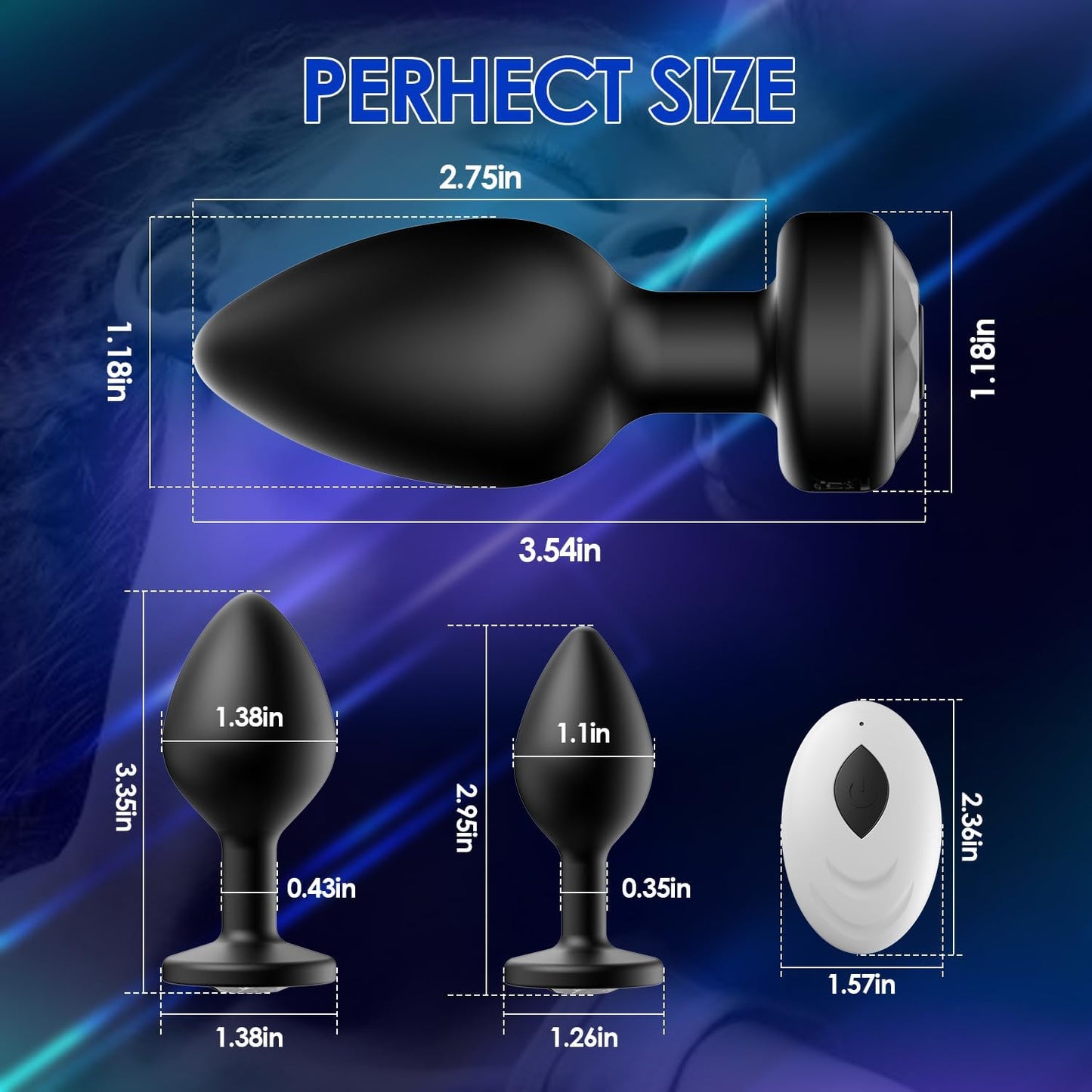 Remote Control Silicone Anal Plug Vibrator Kit 10 Modes Prostate Massager Adult Black