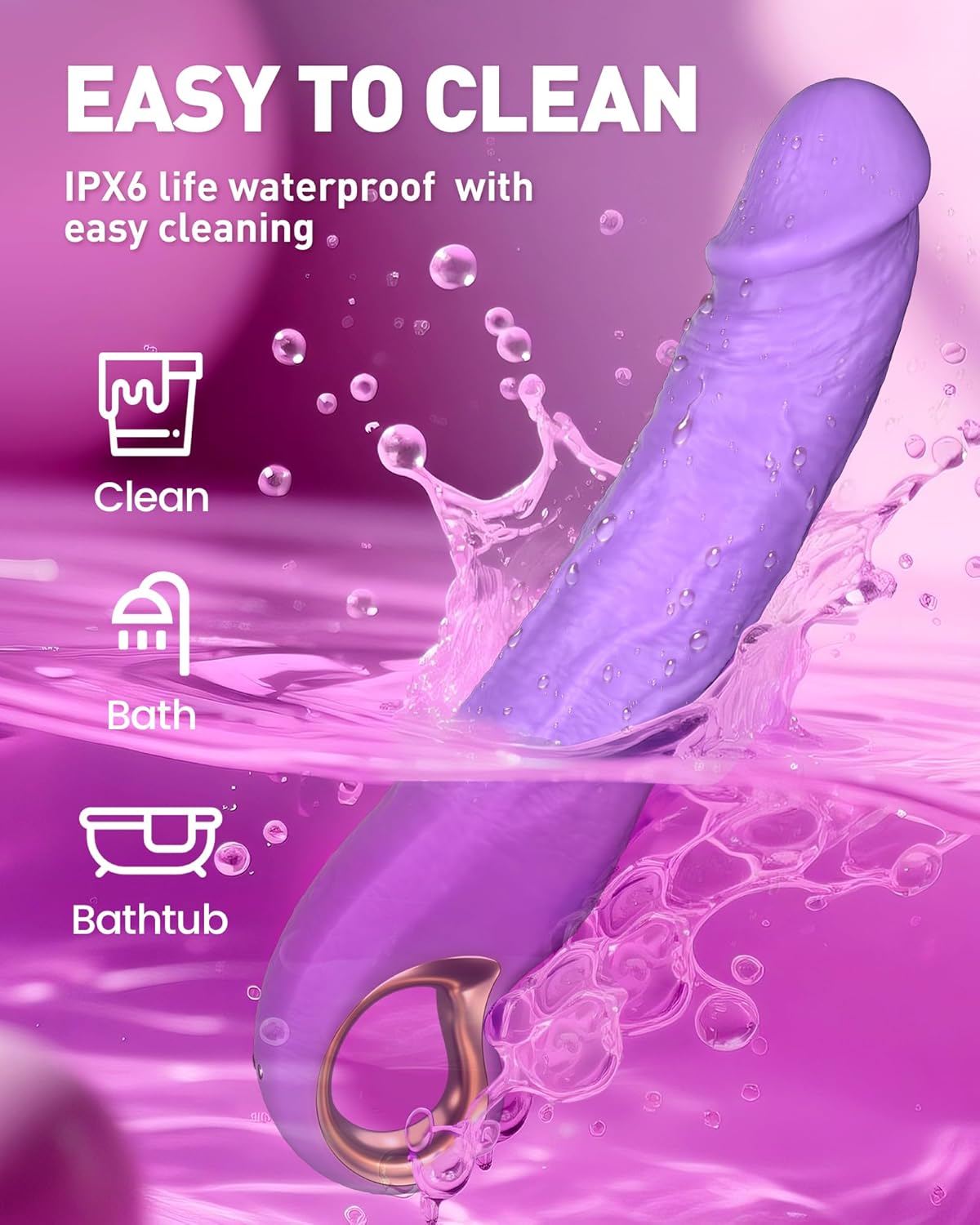9 Inch Thrusting Vibrator Dildo Sex Toy 10 Vibes 3 Modes Waterproof G Spot Clitoris Stimulator for Women Man Purple
