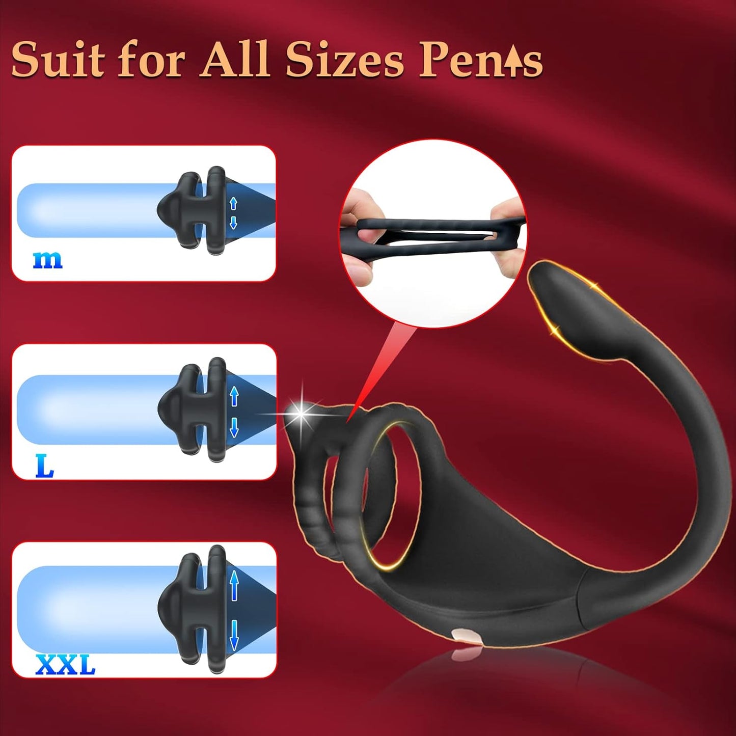 Remote Control Vibrating Cock Ring with Mini Bullet Prostate Massager for Couples
