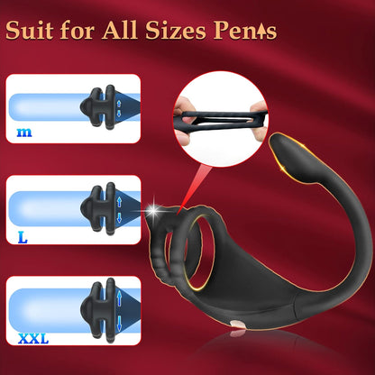 Remote Control Vibrating Cock Ring with Mini Bullet Prostate Massager for Couples