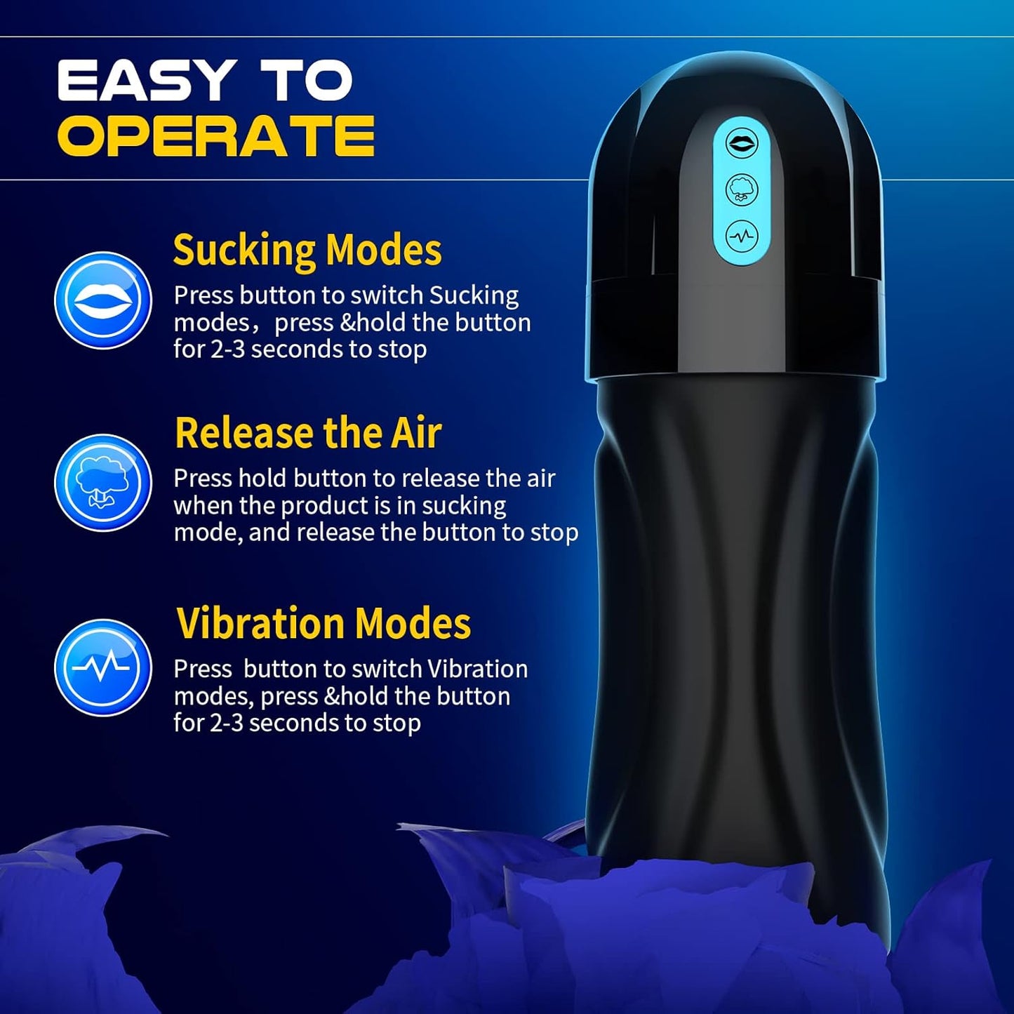 Movakativ Male Masturbator Adult Sex Toys for Men 10 Vibration 5 Suction Soft TPE 6.7 Inch Hands Free Cup