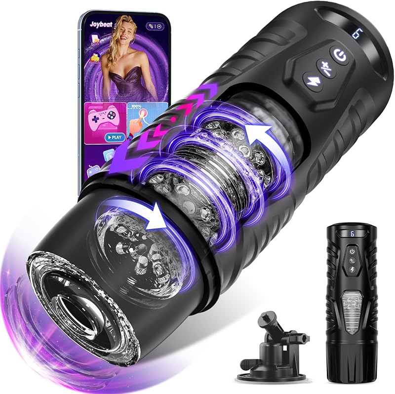 AI Sync Male Masturbator 7 Thrust Rotate Modes Pocket HandsFree Sex Machine LCD Visual Window Mount Base