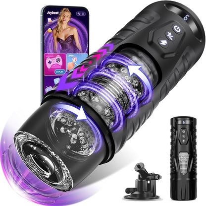 AI Sync Male Masturbator 7 Thrust Rotate Modes Pocket HandsFree Sex Machine LCD Visual Window Mount Base