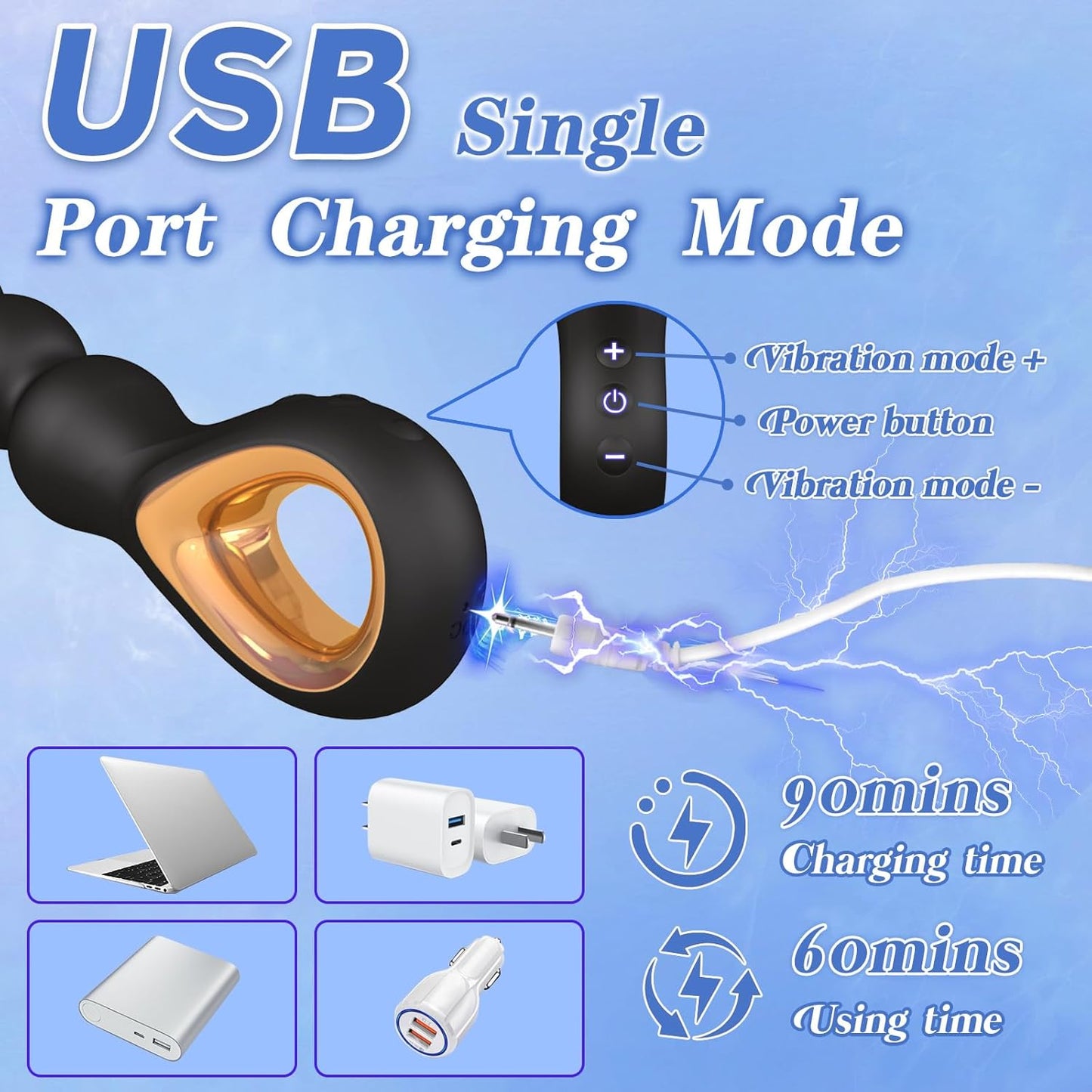 Auknut Vibrating Flexible Rechargeable Prostate Massager 10 Modes Silicone Anal Beads with Pull Ring for Couples