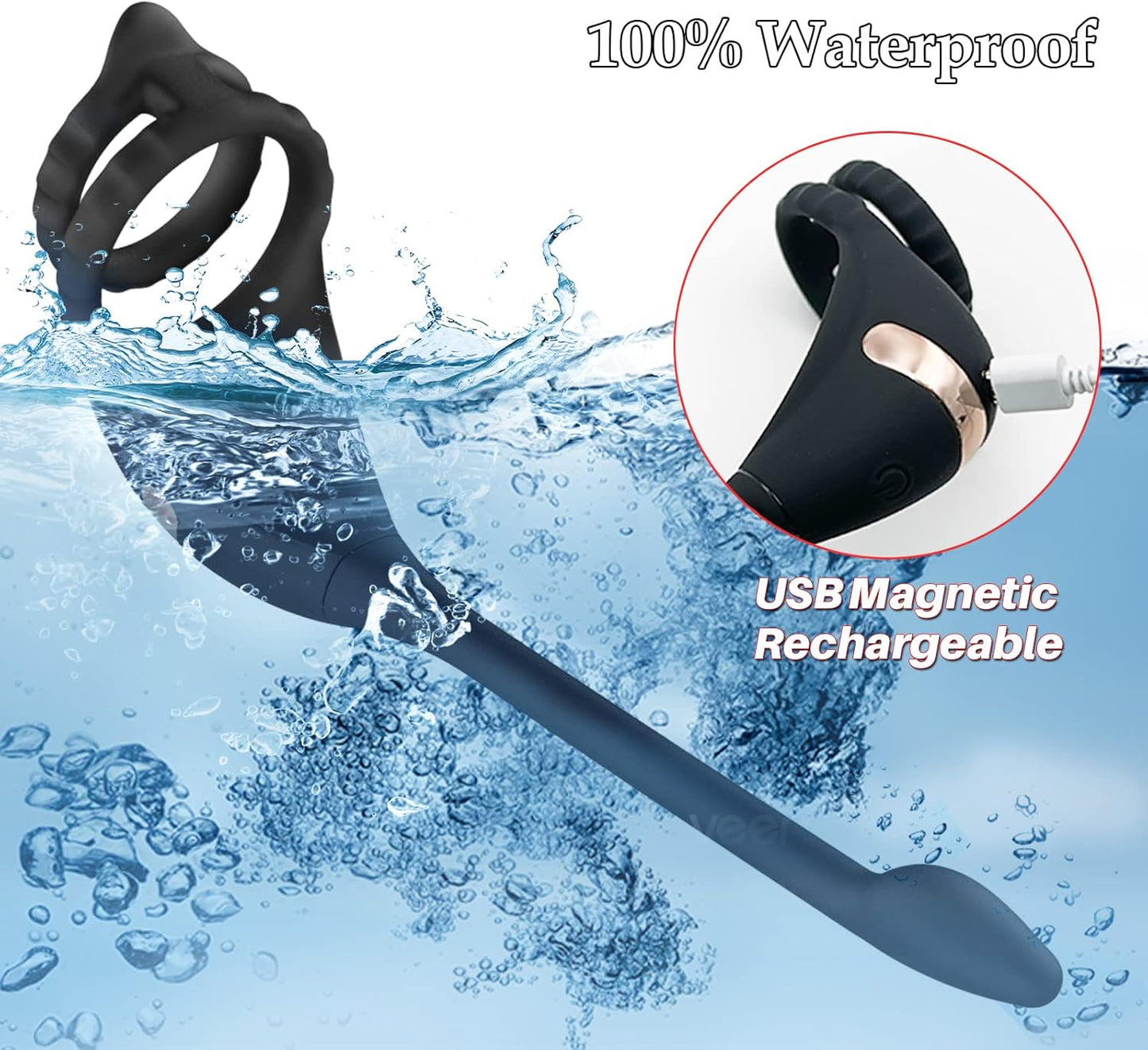 Remote Control Vibrating Cock Ring with Mini Bullet Prostate Massager for Couples