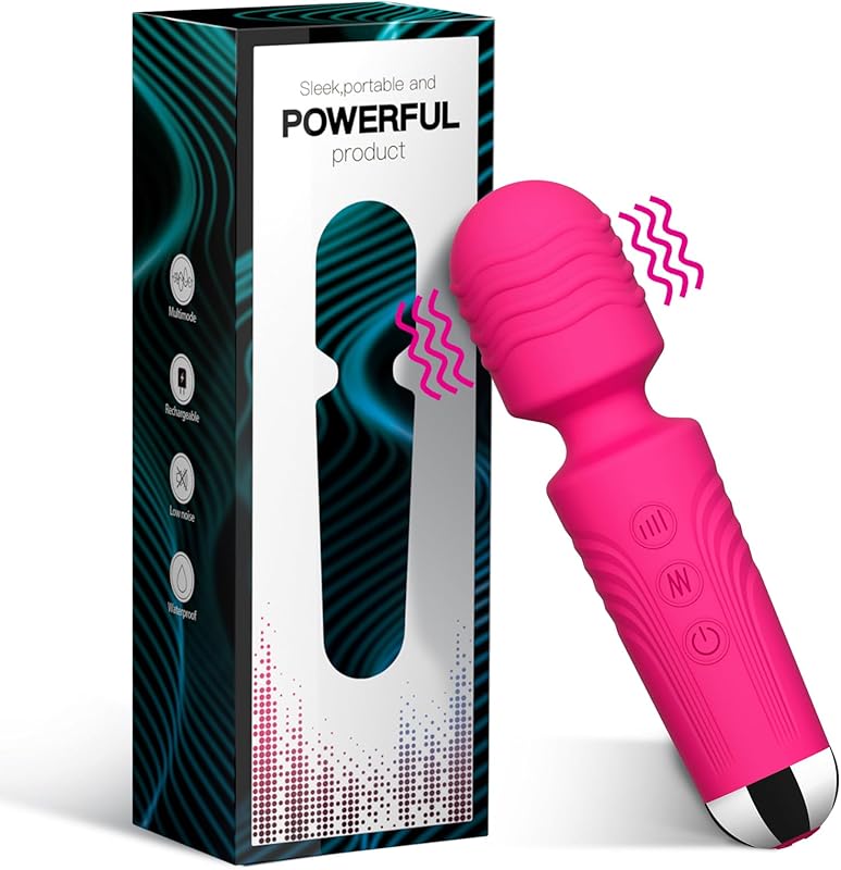 Vibrator Wand Adult Sex Toy G Spot Clit Stimulator 8 Speeds 20 Patterns Waterproof Rose Red