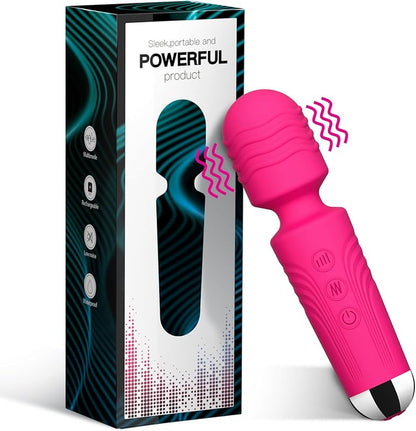 Vibrator Wand Adult Sex Toy G Spot Clit Stimulator 8 Speeds 20 Patterns Waterproof Rose Red