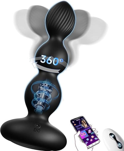 Prostate Massager Vibrator with Thrusting Vibration 7 Modes Rooster Ring Plug Sex Toy for Men P Spot Massager Couple Remote Control Beads