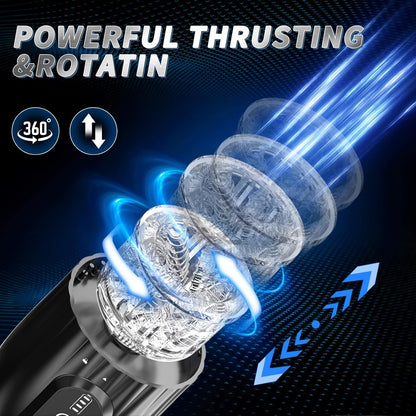 Electric Male Masturbator 10 Modes Thrusting Rotating Vibrating Adult Sex Toy for Men Hands Free Pocket with Suction Cup