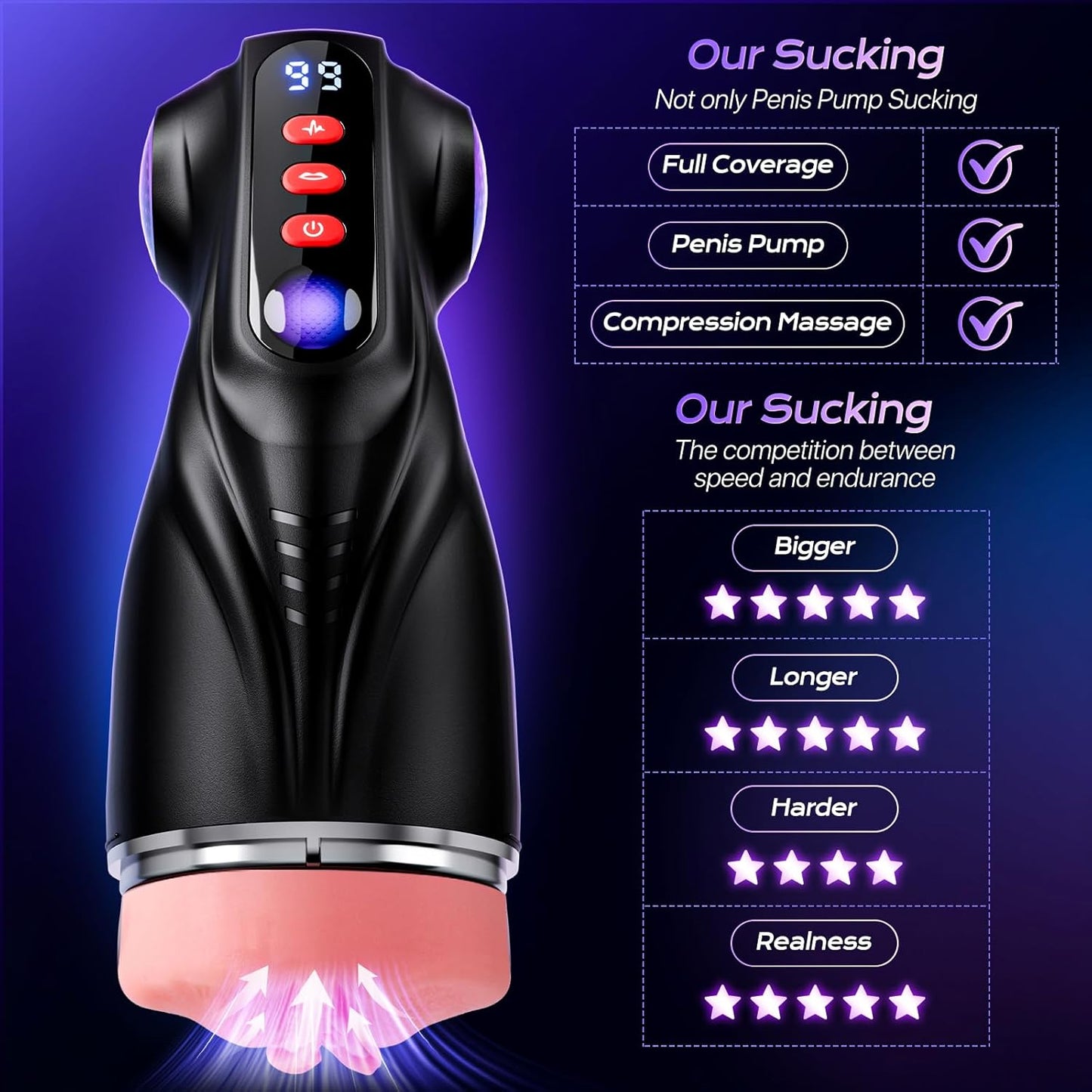 Male Sex Toys 3 Sleeves AI Sync Pocket Pussy Penis Pump 9 Sucking 9 Vibrating APP Control Adult Kit