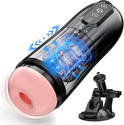 Electric Male Masturbator 10 Modes Thrusting Rotating Vibrating Adult Sex Toy for Men Hands Free Pocket with Suction Cup