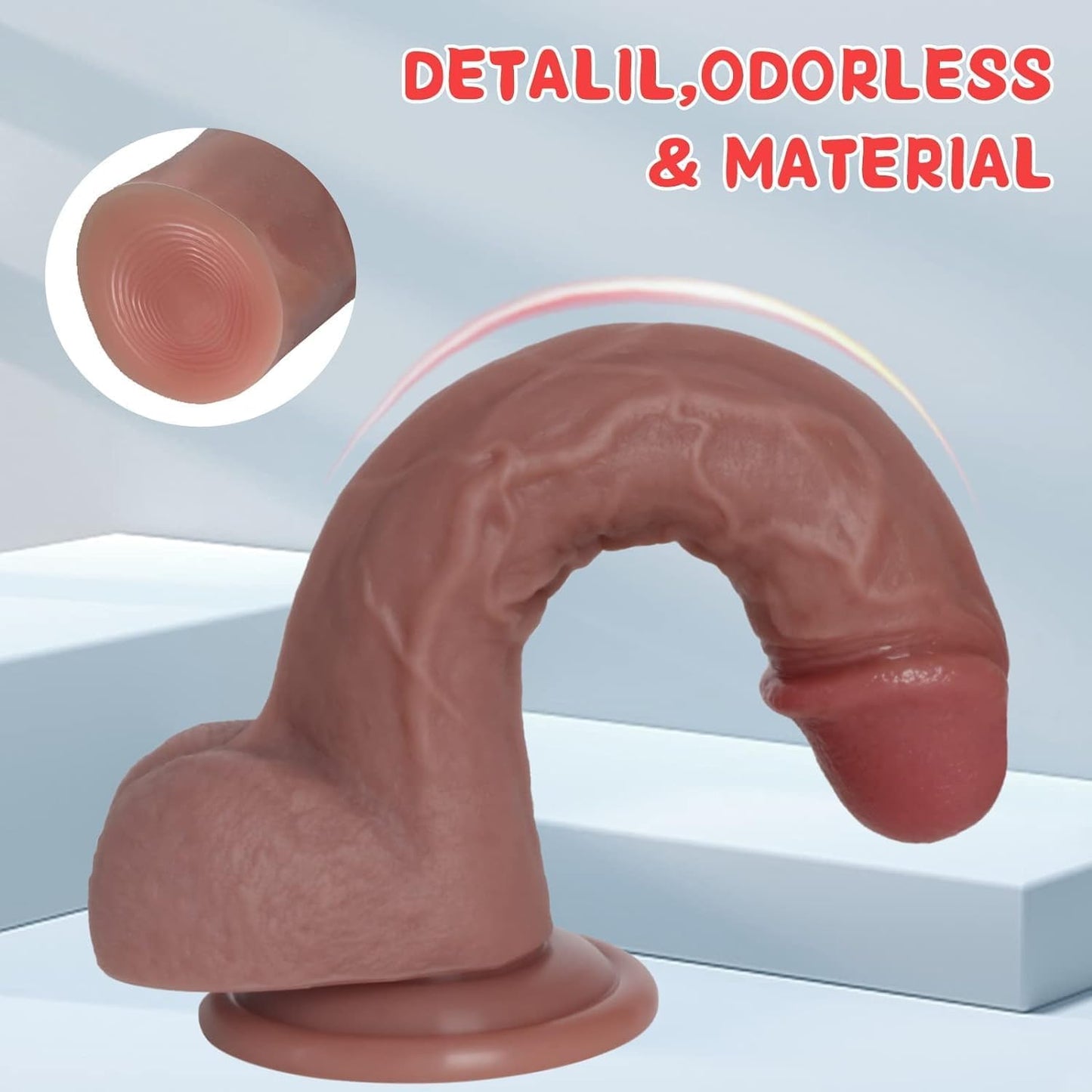 7.8 Inch Realistic Silicone Dildo Strong Suction Cup Hands Free G Spot Anal Play Body Safe Toy for Couples Women