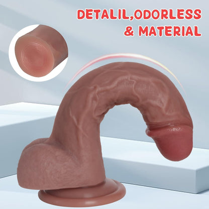 7.8 Inch Realistic Silicone Dildo Strong Suction Cup Hands Free G Spot Anal Play Body Safe Toy for Couples Women