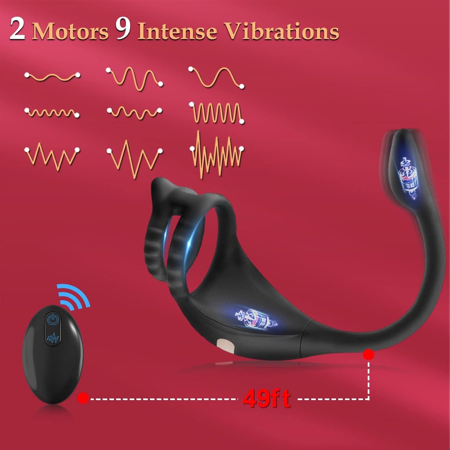 Remote Control Vibrating Cock Ring with Mini Bullet Prostate Massager for Couples