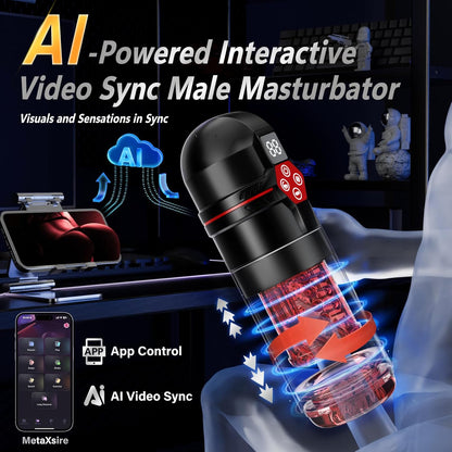Male Masturbator AI Sync Penis Pump 12S Vacuum 7 Thrust Rotate Vibe Adult Toy