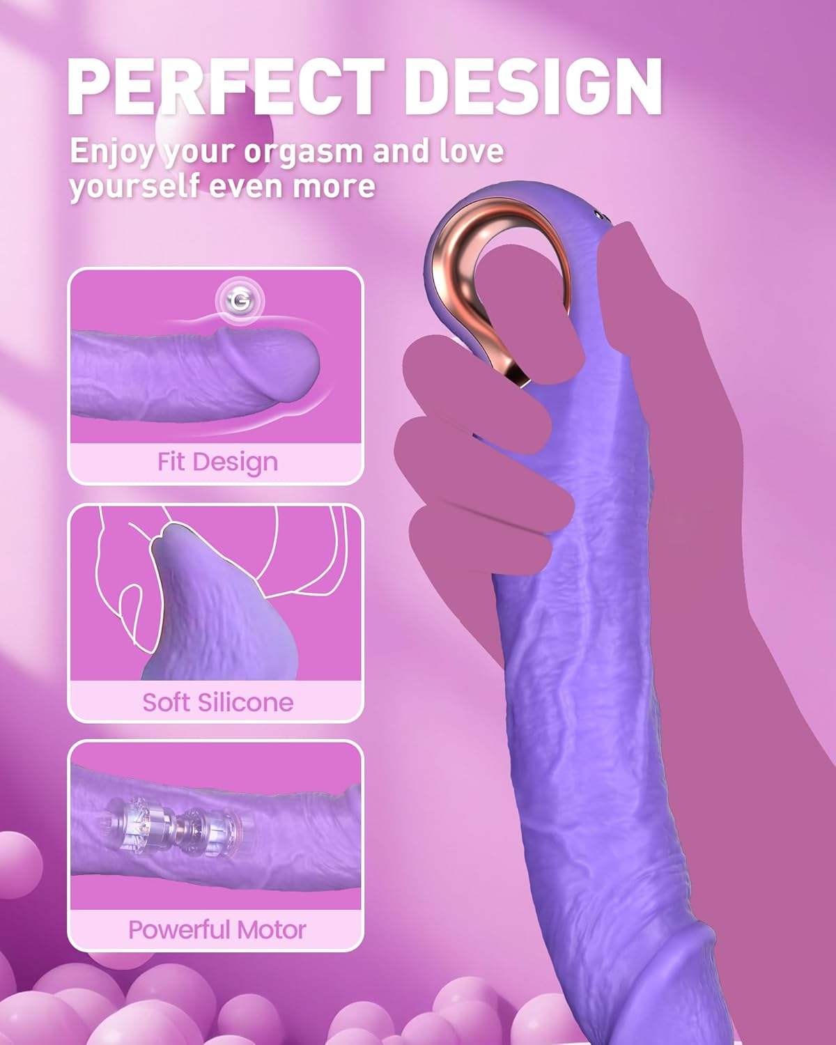 9 Inch Thrusting Vibrator Dildo Sex Toy 10 Vibes 3 Modes Waterproof G Spot Clitoris Stimulator for Women Man Purple