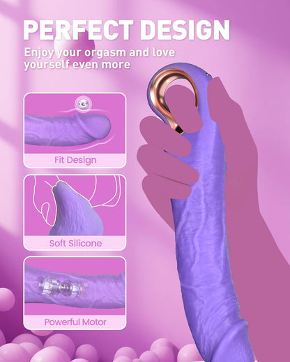 9 Inch Thrusting Vibrator Dildo Sex Toy 10 Vibes 3 Modes Waterproof G Spot Clitoris Stimulator for Women Man Purple