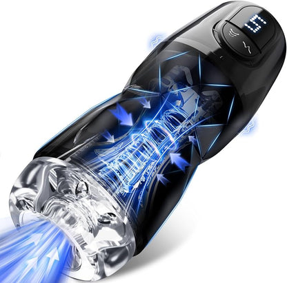 AI Sync Male Penis Pump Waterproof Masturbator 7 Sucking Thrusting Rotating Licking Modes Sex Toy