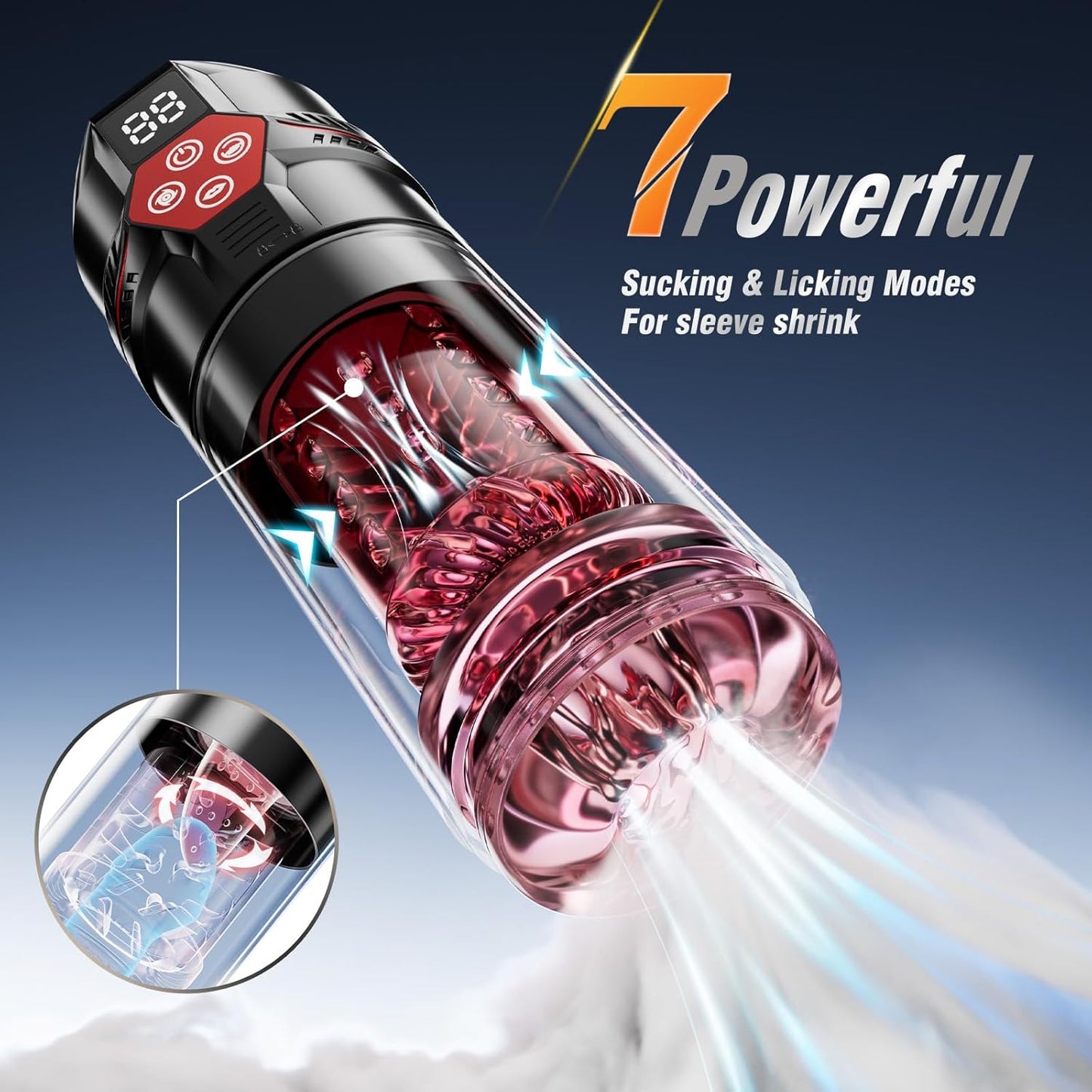 Male Masturbator AI Sync Penis Pump 12S Vacuum 7 Thrust Rotate Vibe Adult Toy