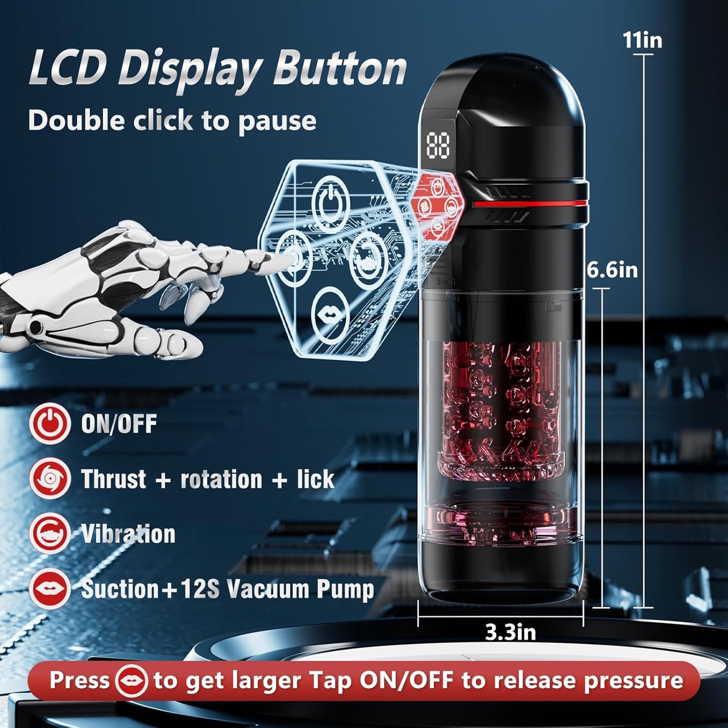 Male Masturbator AI Sync Penis Pump 12S Vacuum 7 Thrust Rotate Vibe Adult Toy