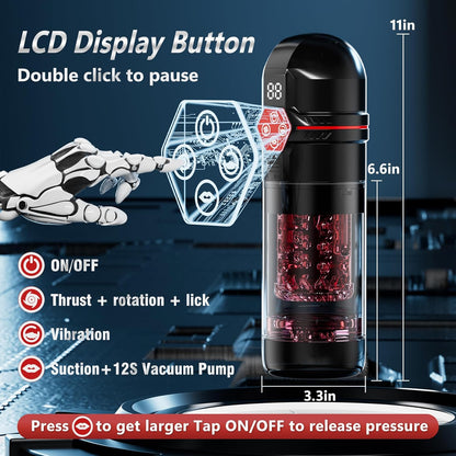 Male Masturbator AI Sync Penis Pump 12S Vacuum 7 Thrust Rotate Vibe Adult Toy