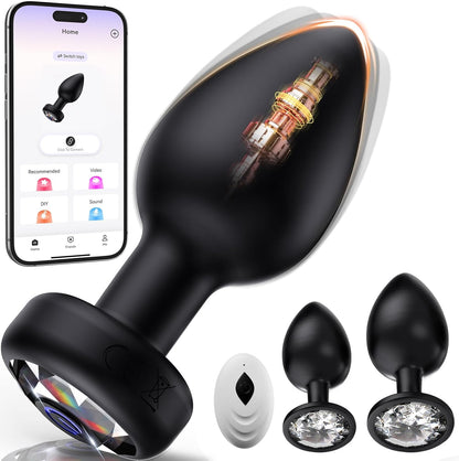 Vibrating Anal Plug 3PCS Silicone Set Remote Control 10 Vibe Modes Adult Sex Toys for Men Prostate Massager