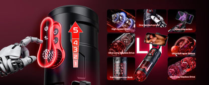 Male Sex Toy with Phone Holder 5 Thrust 9 Rotation Masturbator Cup