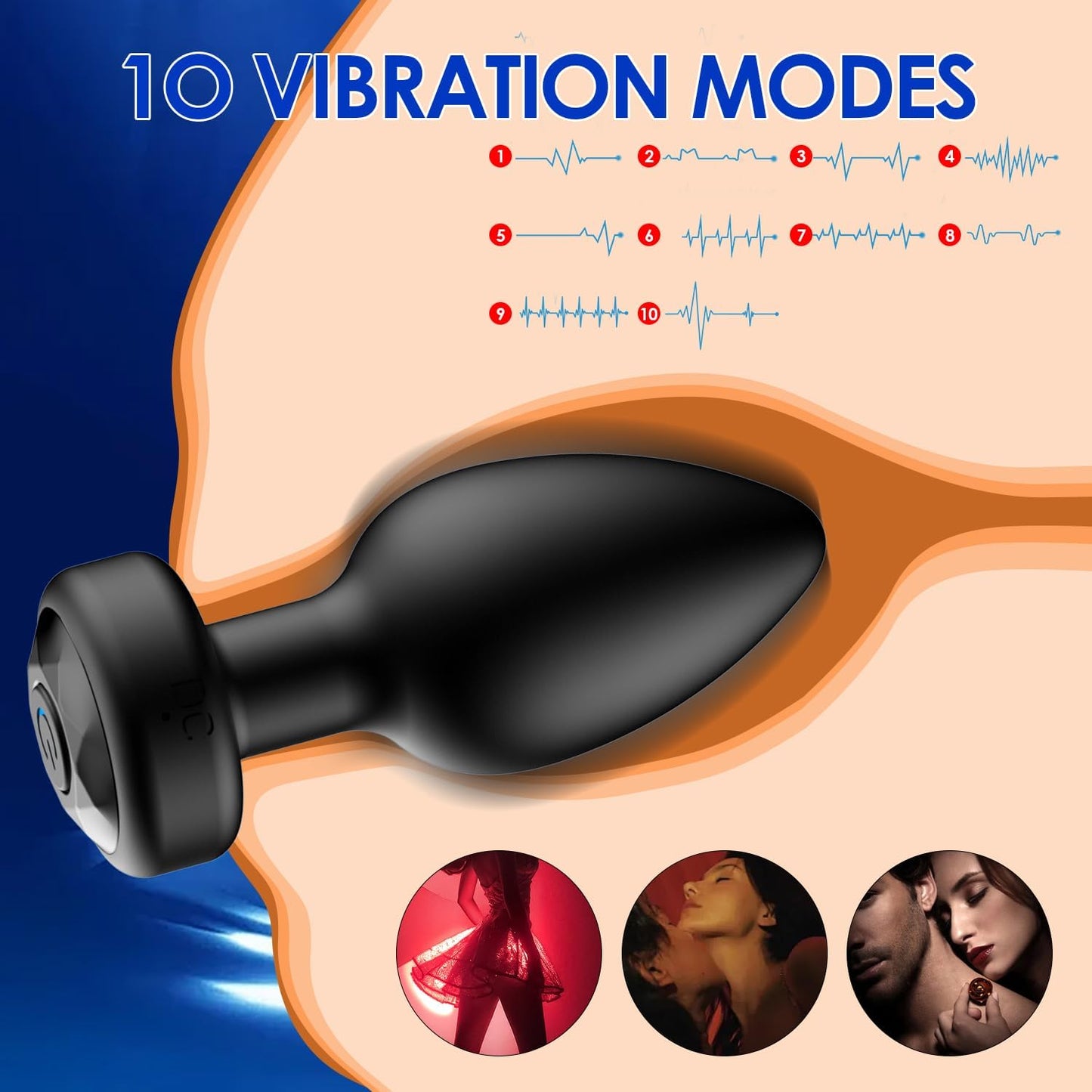 Remote Control Silicone Anal Plug Vibrator Kit 10 Modes Prostate Massager Adult Black