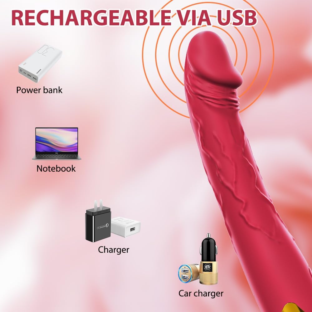 7.6 Inch Lifelike Dildo Vibrator Women 10 Vibration Modes Clitoral Gspot Waterproof Rose Sex Toy